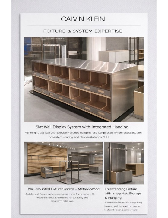 Calvin Klein custom display table and counter built by Avinya Furnitures